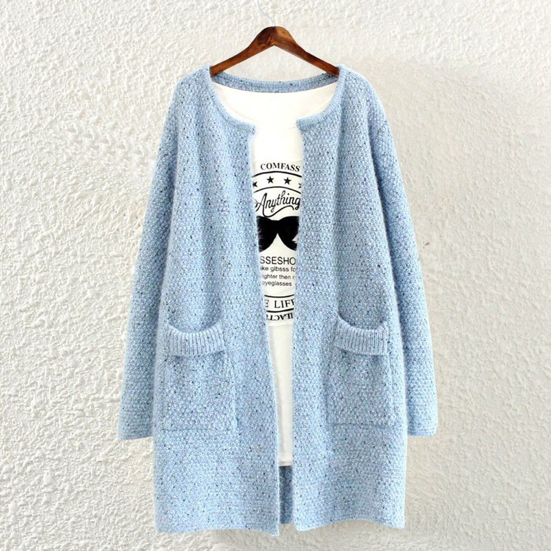 Áo khoác dạ tweed nữ dáng dài 2 túi K34