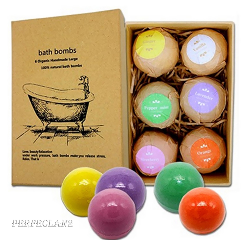 6pcs Natural Handmade Scented Bubble Bath Bomb Salt ential Oil Balls Set