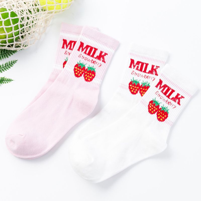 Youyo Vớ Màu Kẹo Ngọt Họa Tiết Sữa Dâu Dễ Thương Vui Nhộn Cho Nữ