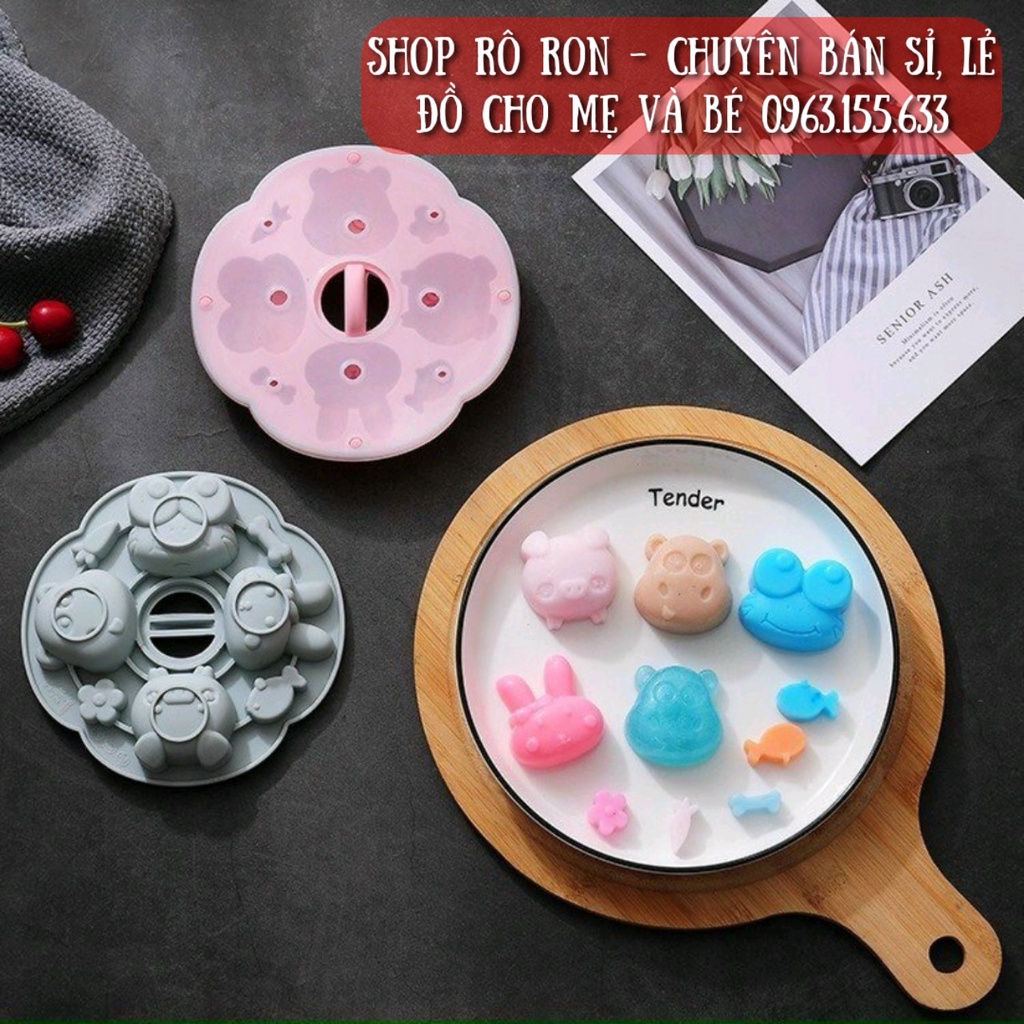 Khuôn silicon làm bánh, thạch rau câu có nắp đậy - Khuôn silicon chế biến đồ ăn dặm cho bé - Shop Rô Ron