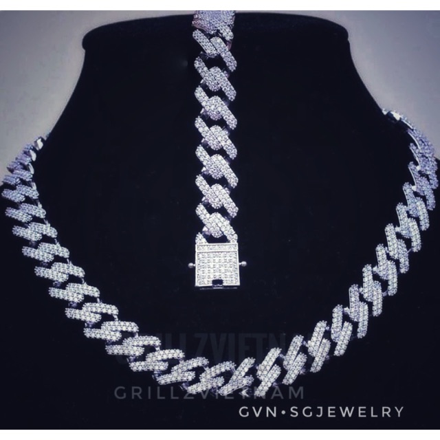 LUÔN CÓ TẠI SHOP Lắc tay và dây chuyền HipHop bộ sản phẩm cao cấp Prong cuban Chainz