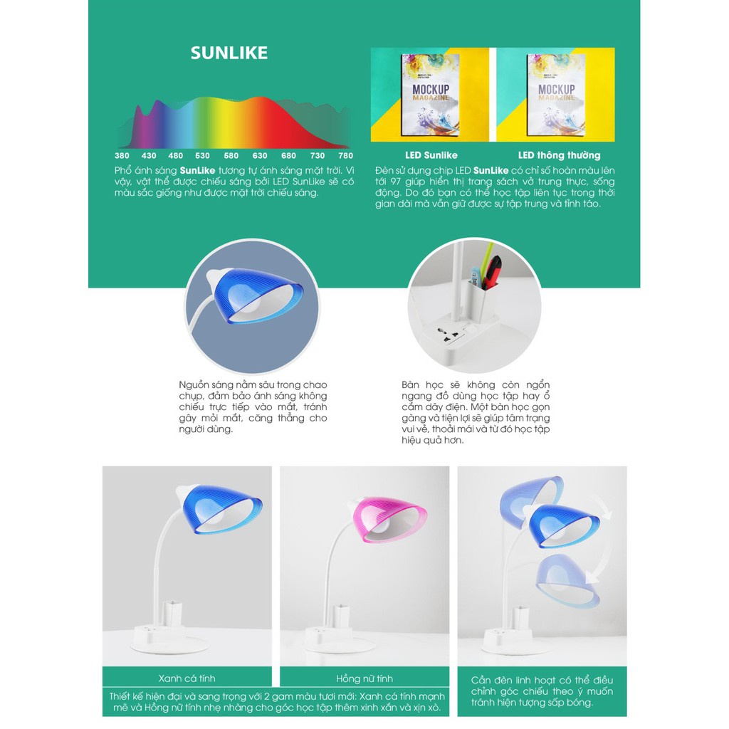 Đèn bàn LED bảo vệ thị lực Rạng Đông
