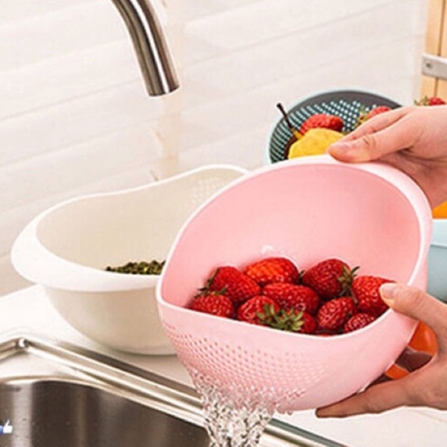 Rổ nhựa rửa rau củ, vo gạo có lỗ thoát nước tiện lợi kích thước 20x17x12,5cm