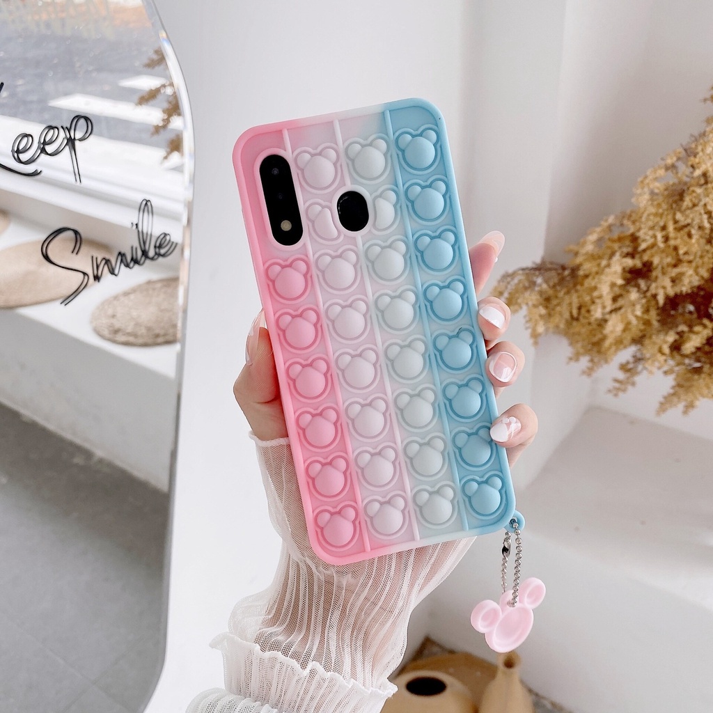 Ốp điện thoại dẻo họa tiết chú gấu màu cầu vồng dễ thương cho REALME C3 5 5S 6I C12 C15 C20 C21 C25 C25S