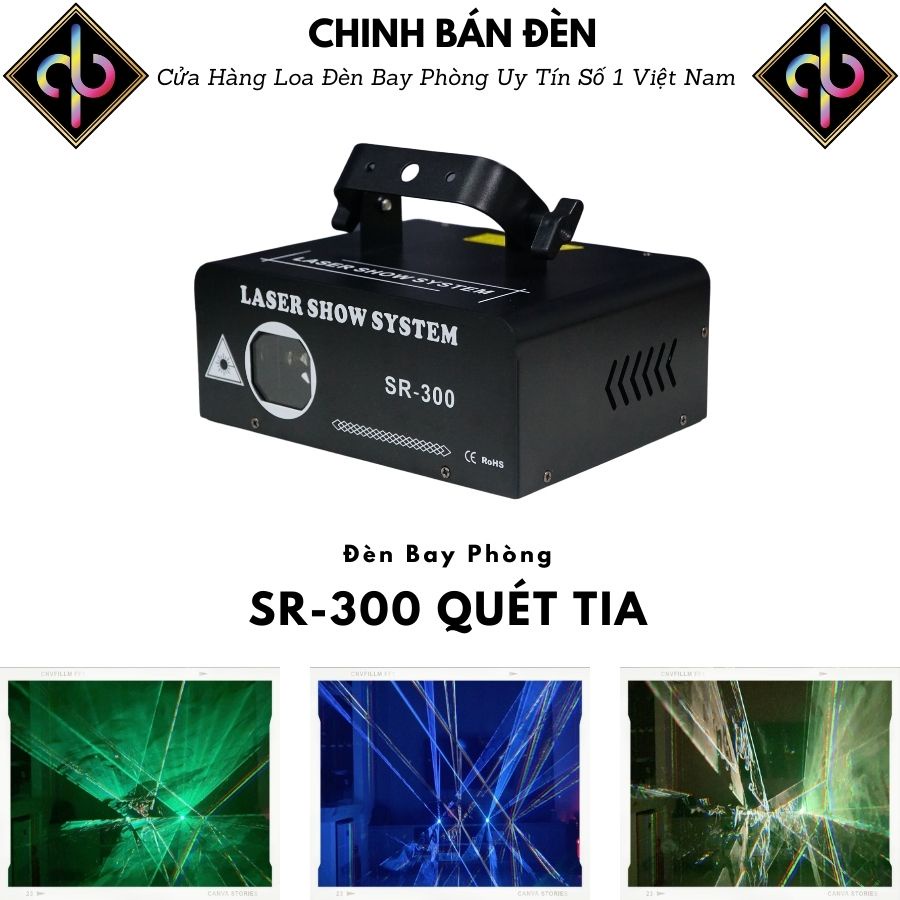 Đèn Laser Bay Phòng SR300 Quét Tia Cảm Biến Nhạc Hiệu Ứng Hình Ảnh Công Nghệ 3D Dùng Cho Phòng Bay , Karaoke , Sự Kiện
