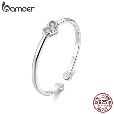 Nhẫn Thời Trang Bạc Bamoer 925 Trái Tim Người Phụ Nữ SCR491