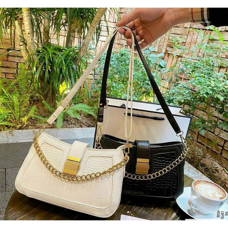 Túi xách nữ đeo vai đeo chéo phối xích vân cá sấu tuyệt đẹp Capucha T39