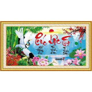 Tranh Thêu Chữ Thập 3D Phúc Lộc Thọ EVA8444 , 222995 (KHÁCH TỰ THÊU) KT:58X33CM