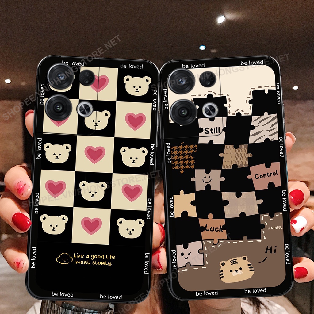 Ốp lưng Oppo Reno 8 4G / Reno 8 5G / Reno 8Z 5G / Reno 8 Pro gấu nấu cực đẹp trái tim cute