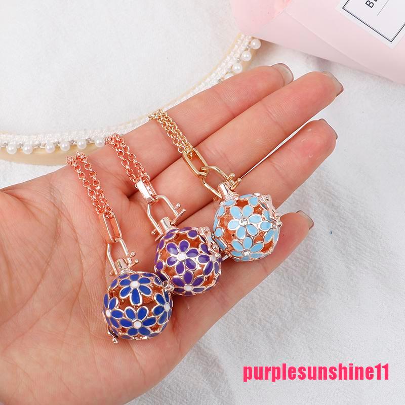 Open Cage Locket Neckalce Daisy Flower Essential Oil Aroma Diffuser Neckl