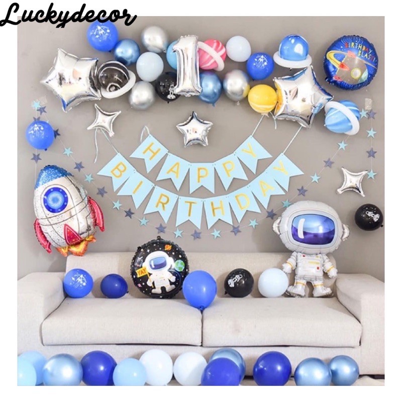 Bộ bóng bay phi hành gia trang trí sinh nhật đủ phụ kiện PH01