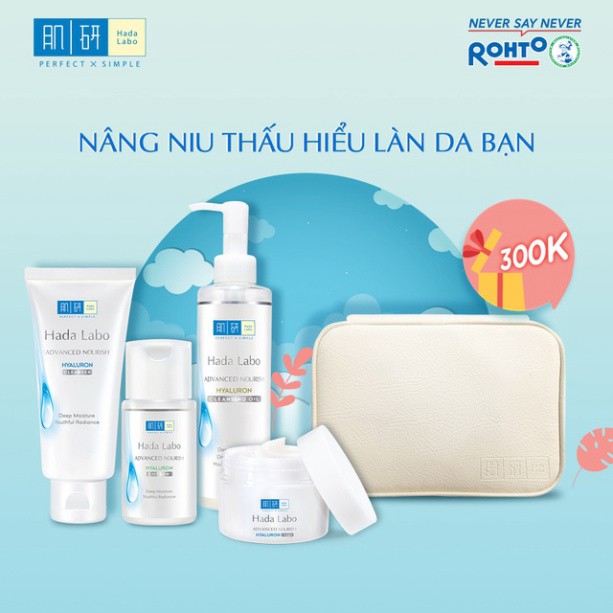 Bộ dưỡng ẩm tối ưu Hada Labo Advanced Nourish – Phiên bản đặc biệt Shopee + TẶNG túi da đựng mỹ phẩm cao cấp Hada Labo