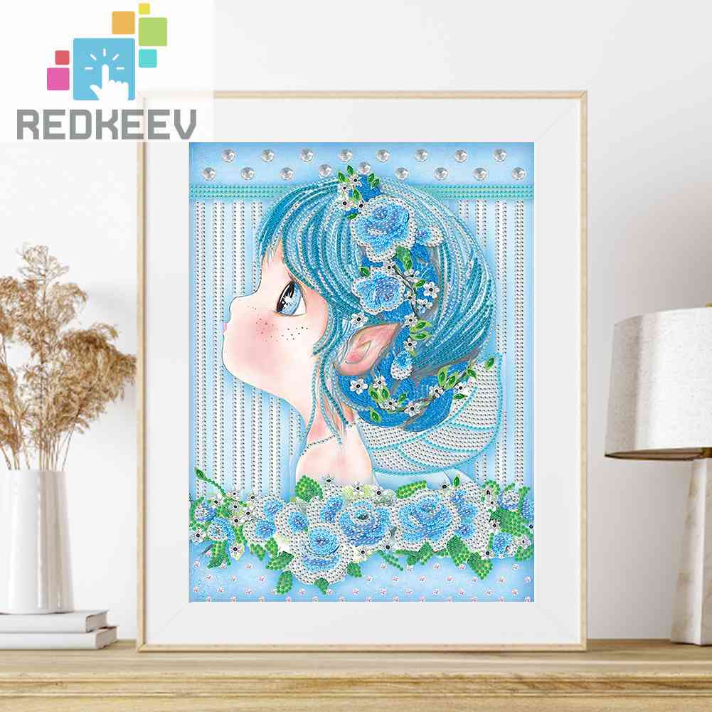 Bộ Tranh Đính Đá 5D DIY Hình Cô Gái Elf Để Trang Trí Nhà
