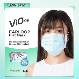 Image of Vio Mask Earloop - Masker Vio 3 Ply Isi 50 Masker Kesehatan  Kualitas Premium Lulus Uji Bfe Pfe  Vfe