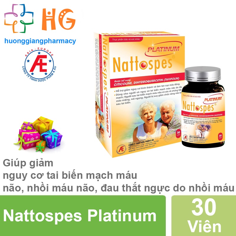 Nattospes Platinum giảm nguy cơ tai biến mạch máu não nhồi máu não cần phòng ngừa tắc mạch do cục máu đông Hộp 30 Viên