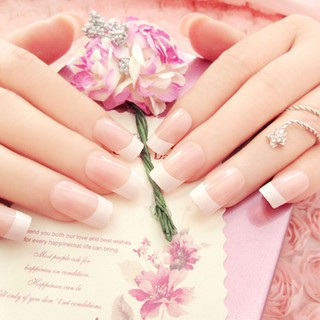 Bộ 24 móng tay giả phong cách Pháp cho nữ