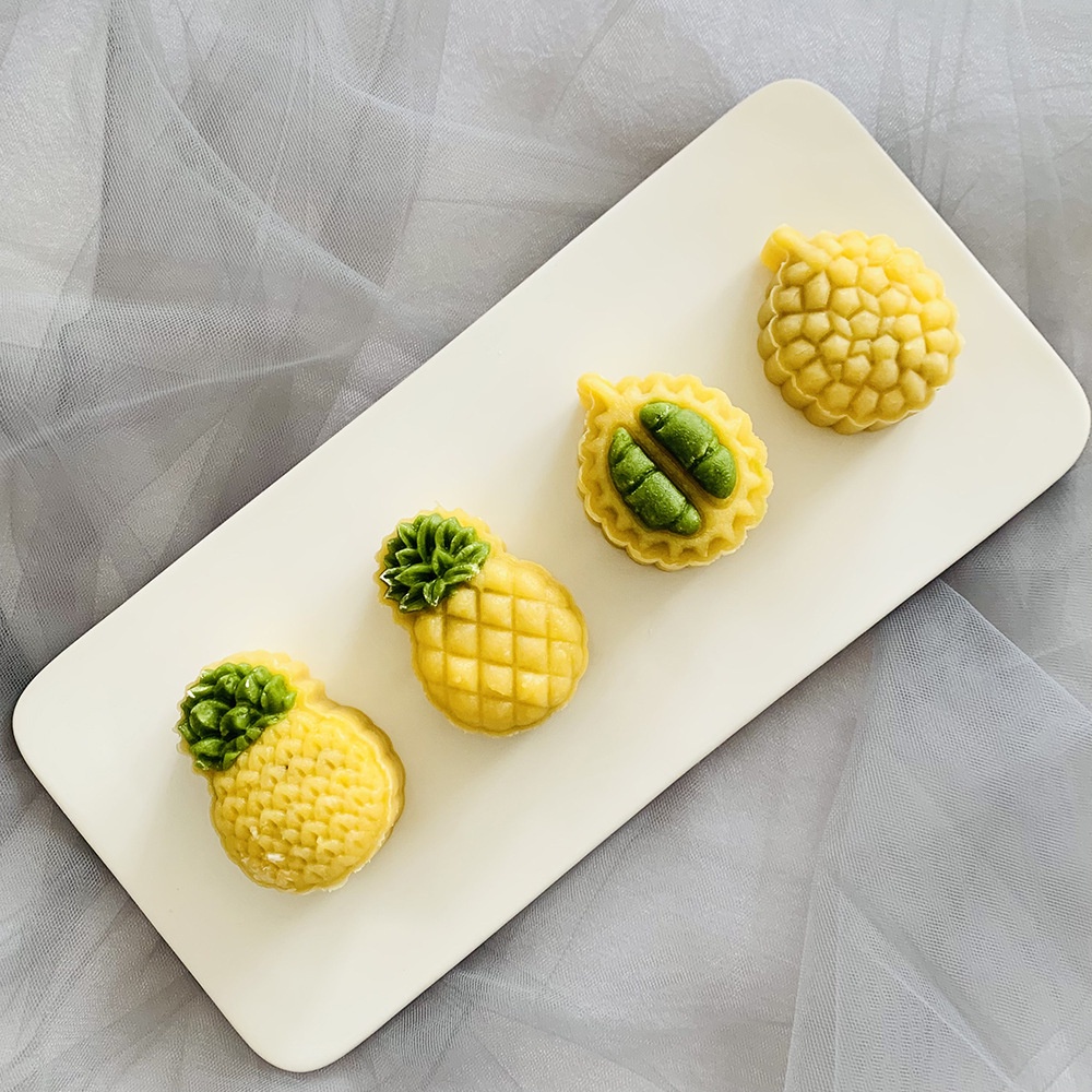 1/2 Khuôn làm bánh hình trái dứa sầu riêng có con dấu nhấn tay tiện dụng diy