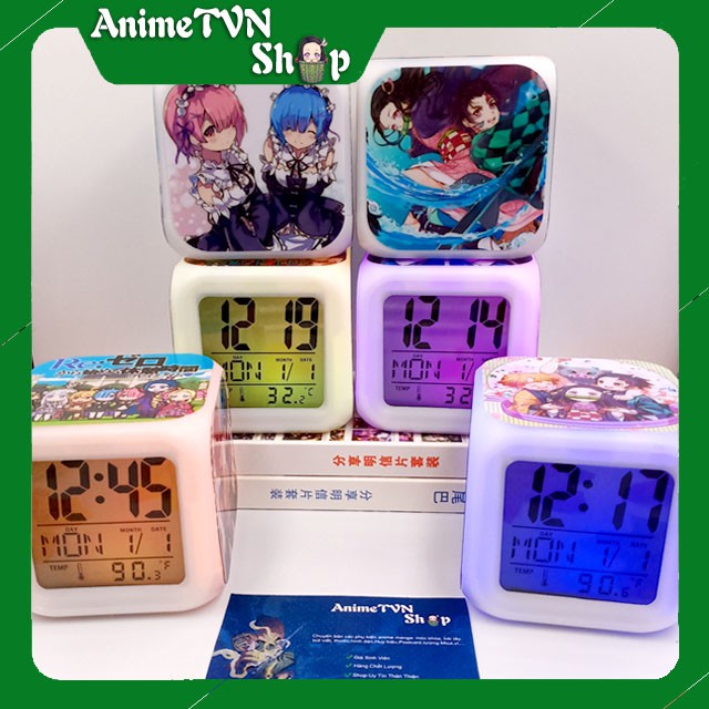 Đồng hồ báo thức mini để bàn hình Anime Manga (Kimetsu, One piece, Naruto, Fate, Conan, Your Name, Gintama, SAO, Miku..)