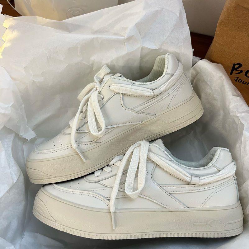 Giày Thể Thao Bằng Da Màu Trắng Thời Trang Cho Nữ