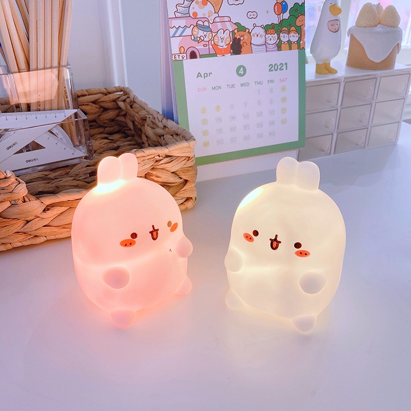 Đèn ngủ để bàn thiết kế hình thỏ hoạt hình dễ thương trang trí tiện dụng