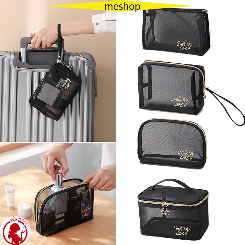 ❦ME❦ 1/5Pcs Black Mesh Cosmetic Bag Transparent Travel Storage Case Makeup Pouch Women NEW Portable Large Capacity Toiletry Organizer