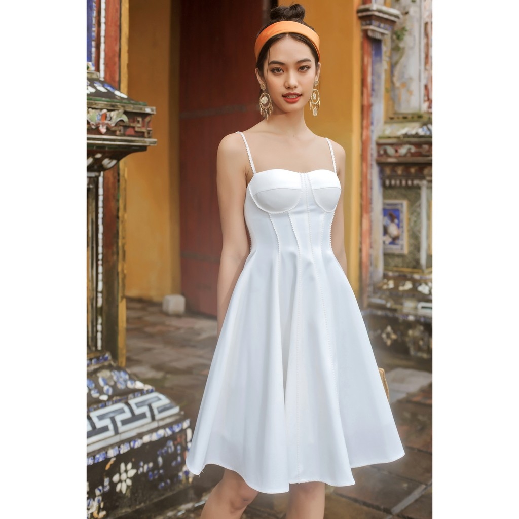 [Mã SKAMSALEP6 giảm 10% tối đa 100K đơn 150K] SÒ VINTAGE - SIERA Đầm xòe hai dây cúp chén viền ren | BigBuy360 - bigbuy360.vn