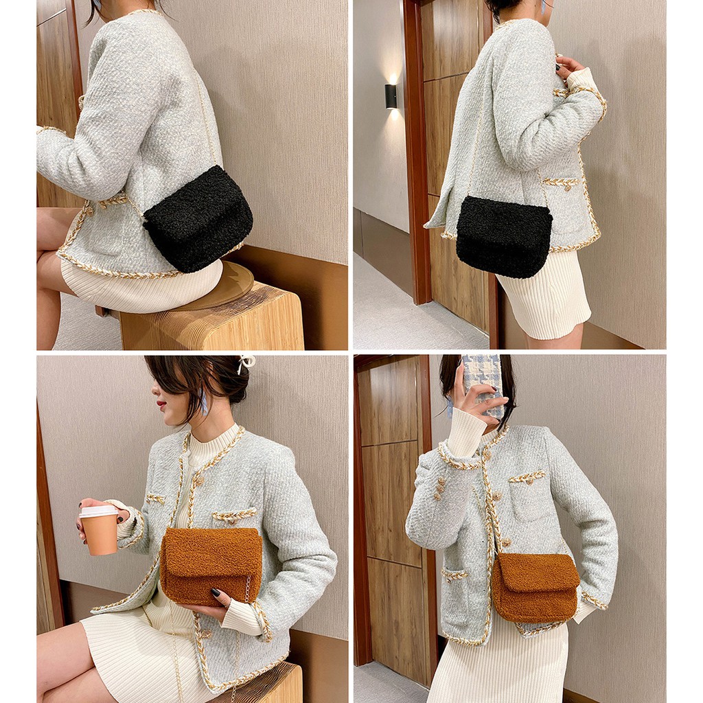 Túi Lông Korea Trơn 2 Lớp Siêu Xinh P1971