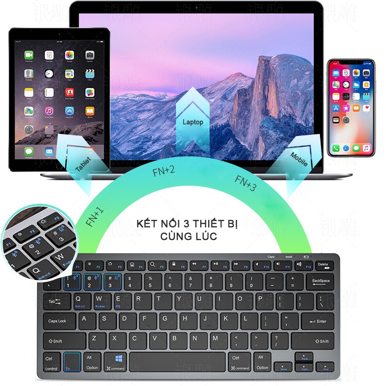 Bàn phím không dây mini SIDOTECH V780B bluetooth cho laptop macbook ipad điện thoại sạc pin 1 lần dùng 30 ngày