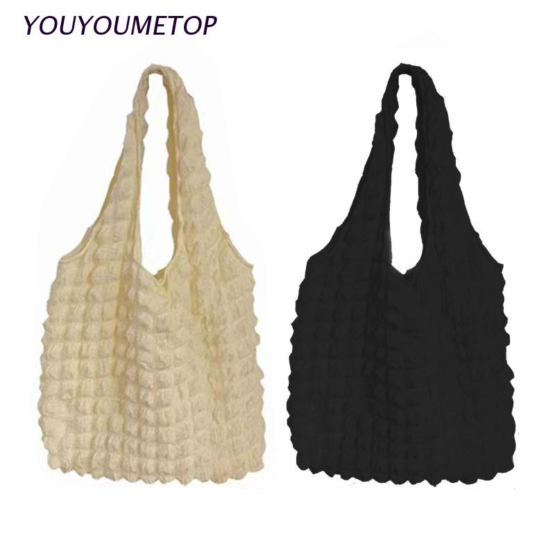 Youyo Túi Tote Đeo Vai Thiết Kế Xếp Ly Sức Chứa Lớn Dễ Thương Cho Nữ