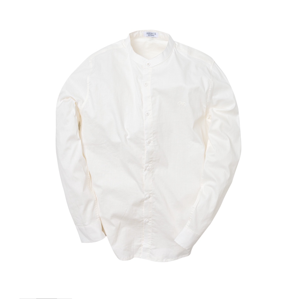 A/G Áo Sơ Mi Nam Cổ Trụ Trắng Logo Bạch Dương Phom Vừa Chất Liệu Cotton Thoáng Mát