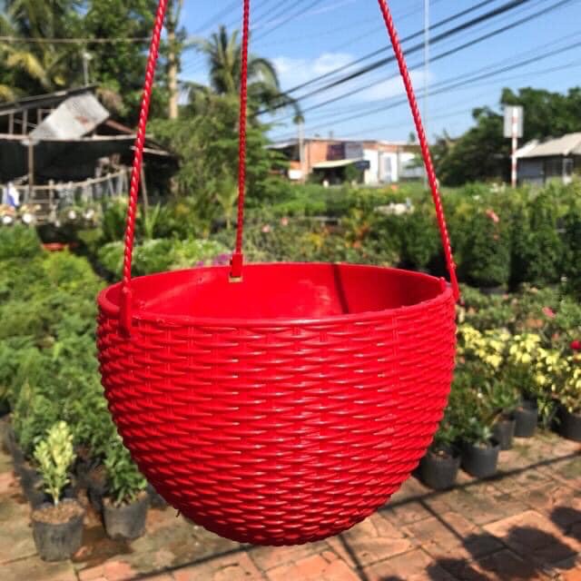 5 Bộ Chậu Nhựa Mây Treo/chậu tròn mây treo + tặng kèm dây treo - Set of Plastic Hanging Rattan Pots