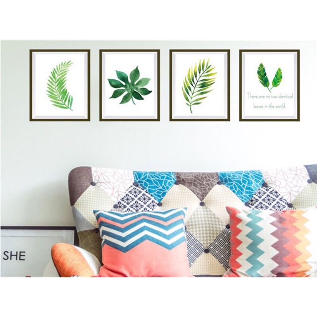 Decal dán tường khung ảnh lá cây