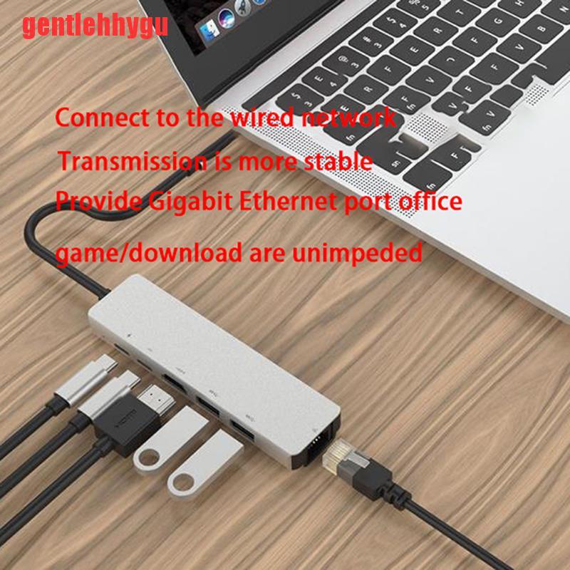 Bộ Chuyển Đổi 6 Trong 1 Usb Hub Type C Sang Usb 3.0 Hdmi 1000mbps Rj45