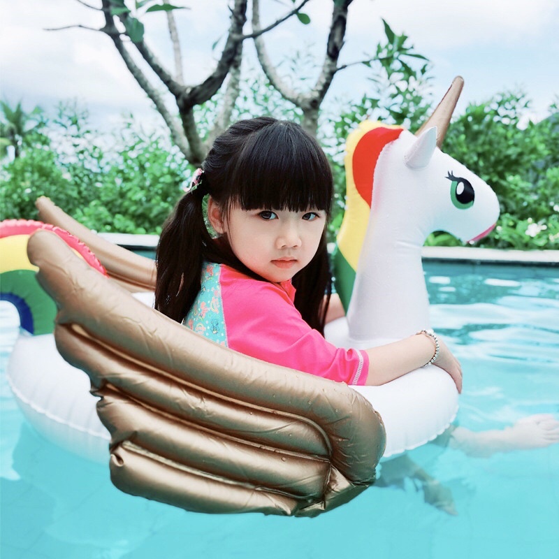Phao Kì Lân Cánh Nâu Kid Kèm Bơm Có Ghế Lót - Chống Lật An Toàn Cho Bé 0-5 Tuổi Hottrend