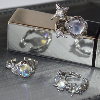 Nhẫn bạc 17KM mặt trái tim đính đá opal