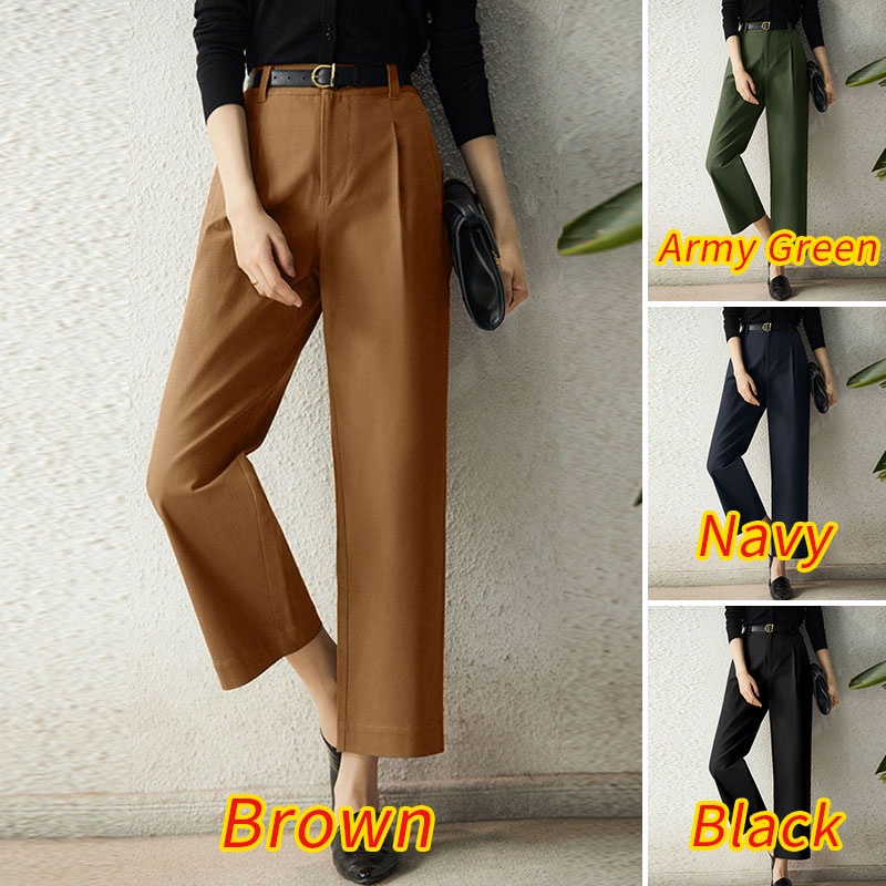 Quần ZANZEA dài tới mắt cá chân màu trơn có túi bên hông thời trang cho nữ