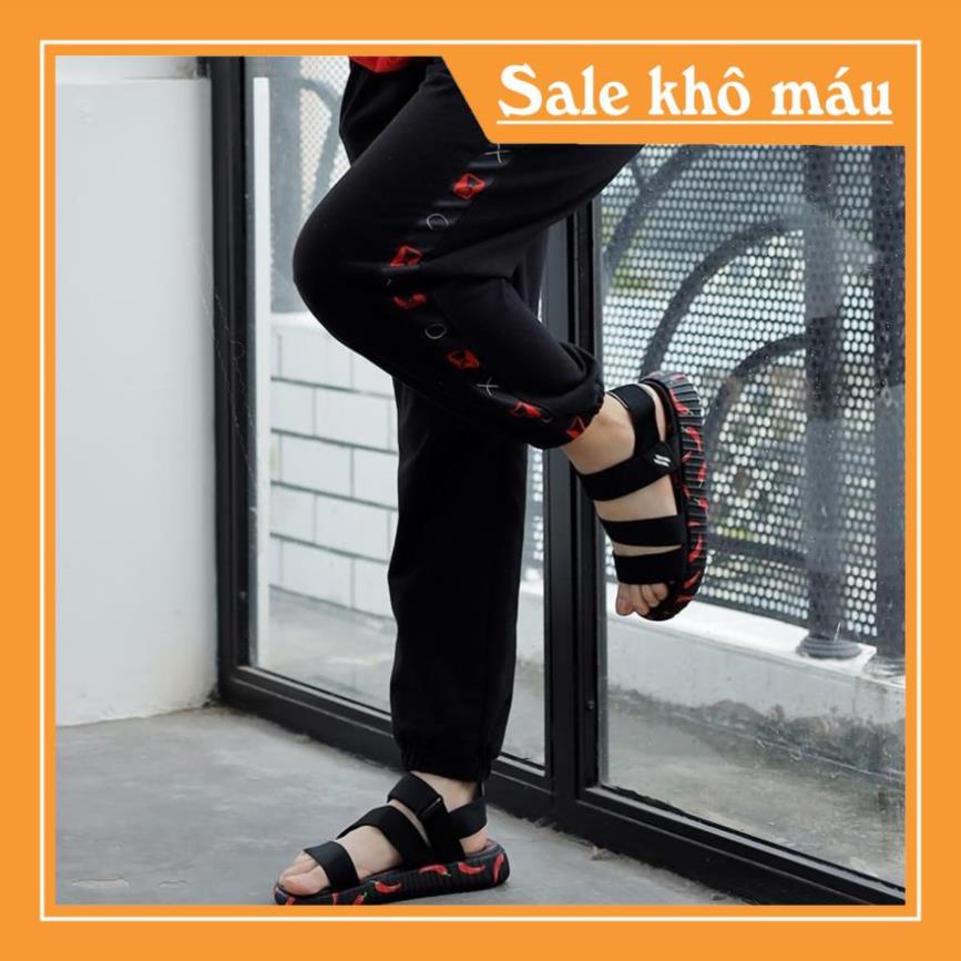 SANDAL SAADO | SC01 – Yezi Black Chili – Màu Đen Đỏ Họa Tiết Ớt | Giày Sandal Nam Nữ Cao Cấp -new221