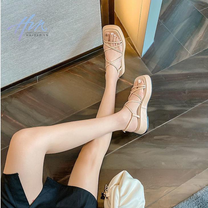 Giày Sandal Đế Dày Hở Ngón Quai Chéo Thời Trang Mùa Hè 2022 Dành Cho Nữ