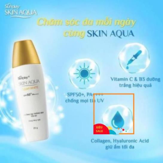 Kem Chống nắng dưỡng da trắng mịn tối ưu SUNPLAY SKIN AQUA CLEAR WHITE (SPF 50+,PA++++) [Mới 2021]