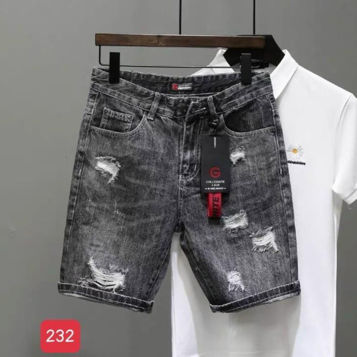 Quần short jean nam, quần bò nam ngắn, quần lửng nam, quần sọt nam màu đen rách đẹp cao cấp 2021 QJNA232 ་