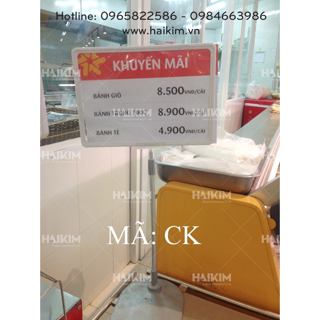 Chân đế sắt kèm khung siêu thị KT A3, KT A4, KT A5, KT A6, Bảng siêu thị chân đứng, Bộ chân đế bảng giá siêu thị - CS