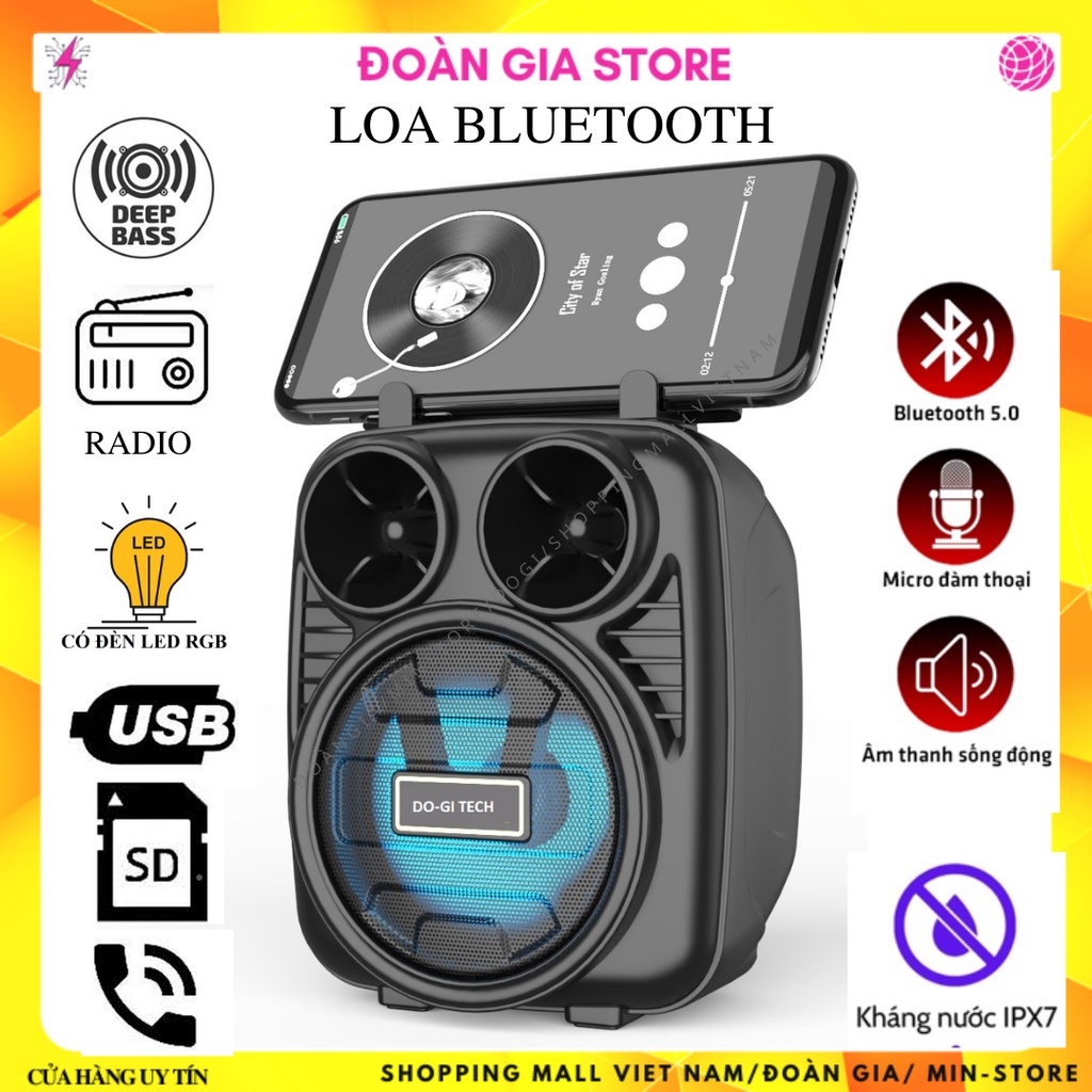 Loa Bluetooth mini Kimi-1182 cao cấp, có đài FM, giá đỡ điện thoại và khe căm thẻ nhớ, USB và dung lượng pin khủng