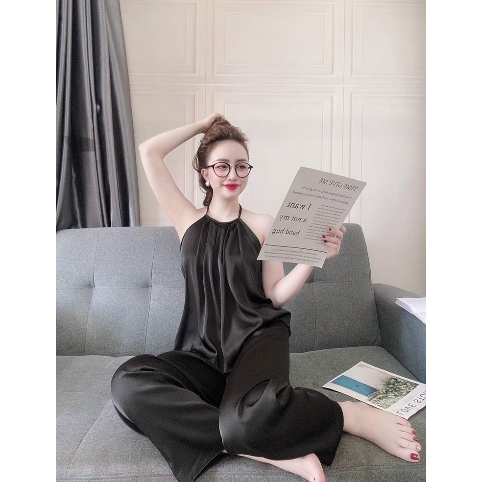 Đồ ngủ 2 dây, bộ mặc nhà áo 2 dây và quần dài phối ren, chất lụa satin đẹp, kiểu dáng sang trọng, lịch sự cho phái nữ | BigBuy360 - bigbuy360.vn