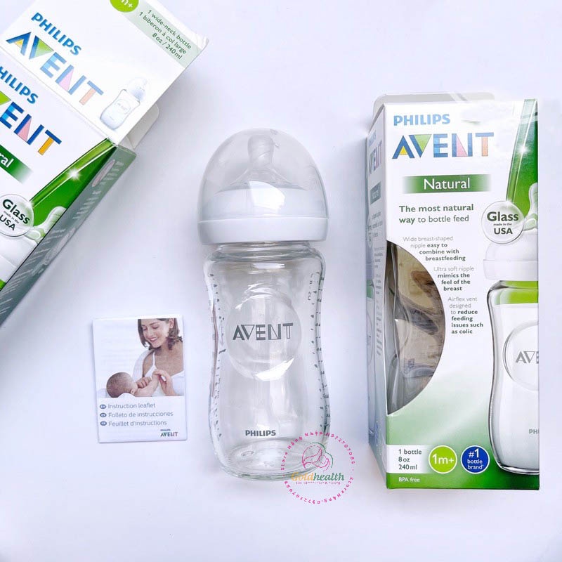Bình sữa thuỷ tinh Philip Avent cho bé 8oz  Mỹ