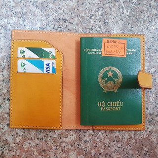 Ví da đựng hộ chiếu - Da bò thật - Đồ da thủ công - Màu vàng BV0191