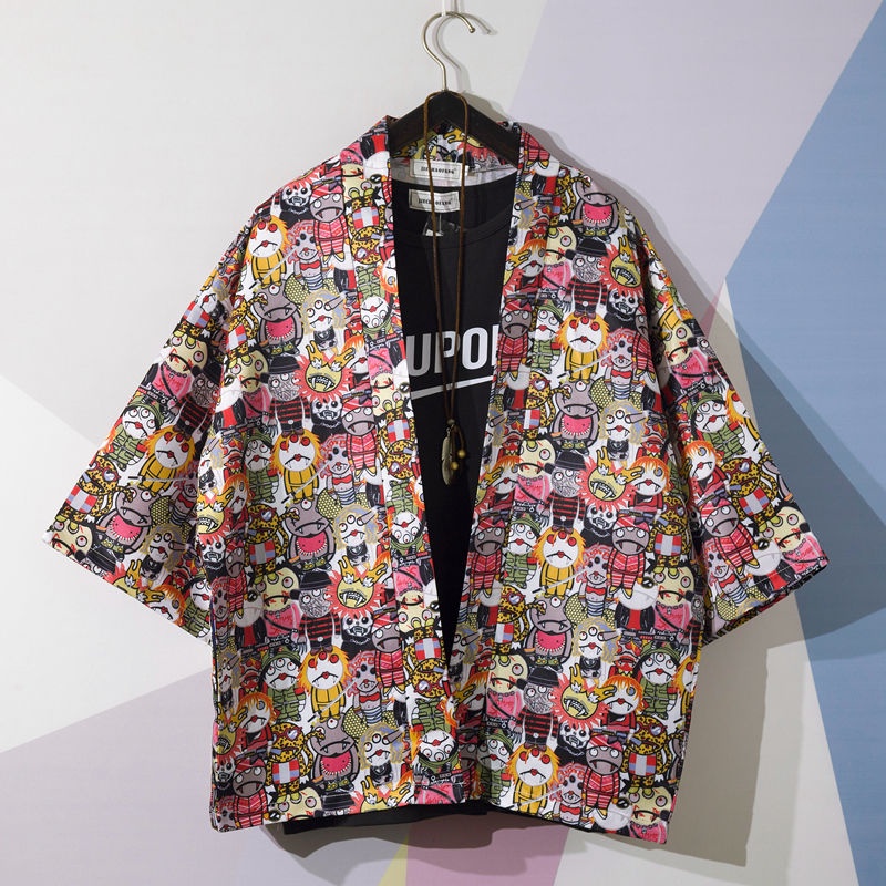 Áo khoác kimono chống nắng in họa tiết hoạt hình phong cách Nhật Bản cho nam nữ