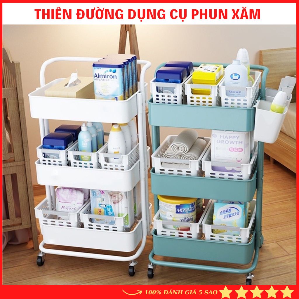 Kệ Xe Đẩy 3 Tâng dùng Trong Spa, Phun Xăm Thẩm Mỹ - Nhựa ABS