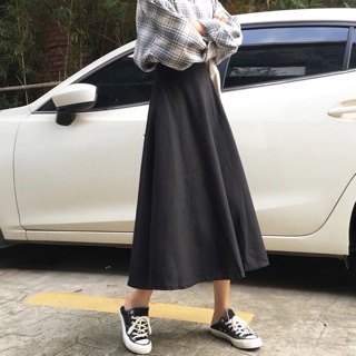 Chân váy dạ xoè dài