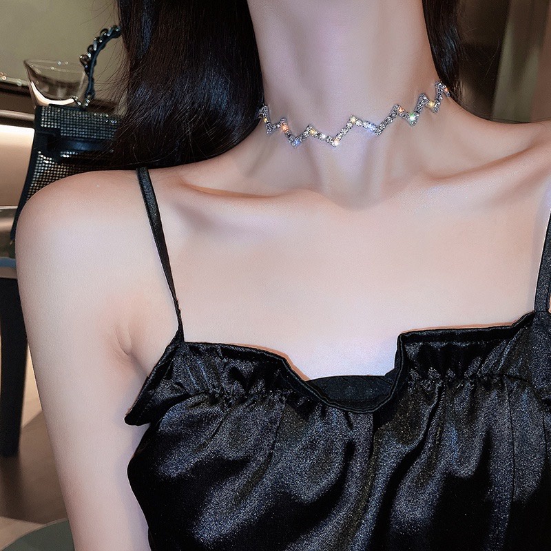 Choker Vòng Cổ Đính Đá Ziczac Siêu Đẹp Cuốn Hút Thời Trang Hàn Quốc Mainia Shop