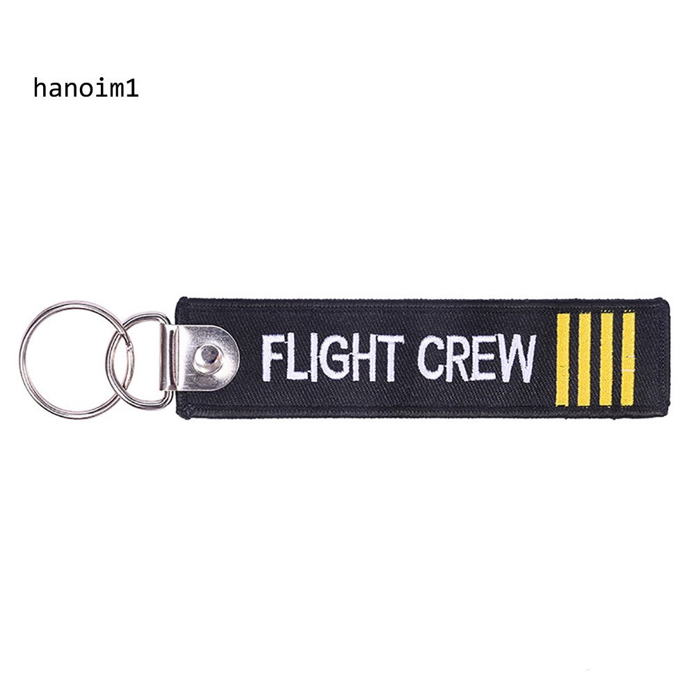 Aviation Commemorative Keychain Double Ring Flight Crew Embroidery Key Ring Gift